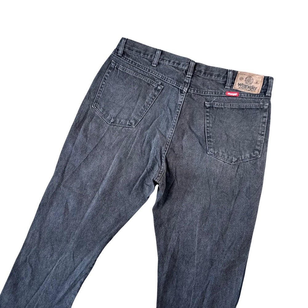 VTG Wrangler Classic Fit Jeans Men 36x30 Charcoal Grey Denim USA Made Distressed